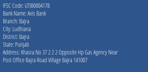 Axis Bank Bajra Branch Bajra IFSC Code UTIB0004178