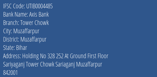Axis Bank Tower Chowk Branch Muzaffarpur IFSC Code UTIB0004485