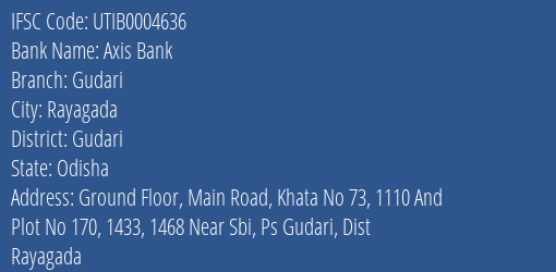 Axis Bank Gudari Branch Gudari IFSC Code UTIB0004636