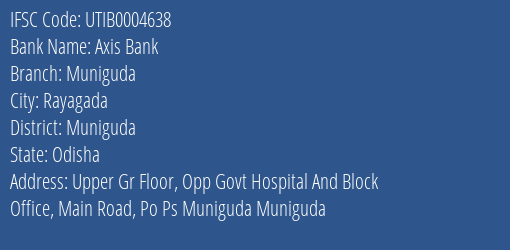 Axis Bank Muniguda Branch Muniguda IFSC Code UTIB0004638