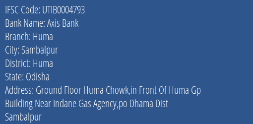 Axis Bank Huma Branch, Branch Code 004793 & IFSC Code Utib0004793