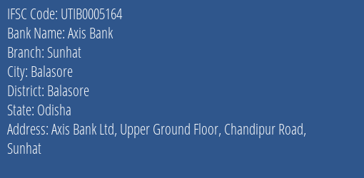 Axis Bank Sunhat Branch, Branch Code 005164 & IFSC Code Utib0005164
