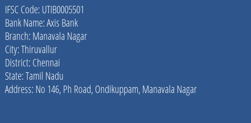 Axis Bank Manavala Nagar Branch Chennai IFSC Code UTIB0005501