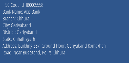 Axis Bank Chhura Branch Gariyaband IFSC Code UTIB0005558
