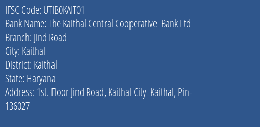 Axis Bank The Kaithal Central Cooperative Bank Ltd Branch, Branch Code KAIT01 & IFSC Code UTIB0KAIT01