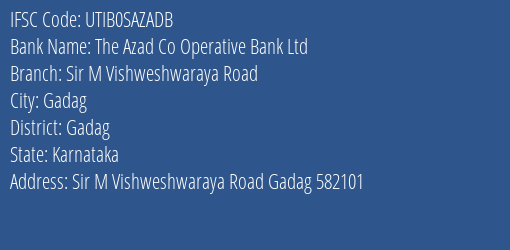 Axis Bank The Azad Co Operative Bank Ltd Branch, Branch Code SAZADB & IFSC Code UTIB0SAZADB
