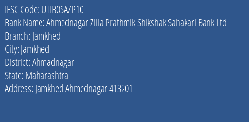 Axis Bank Ahmednagar Zilla Prathmik Shikshak, Ahmadnagar IFSC Code UTIB0SAZP10