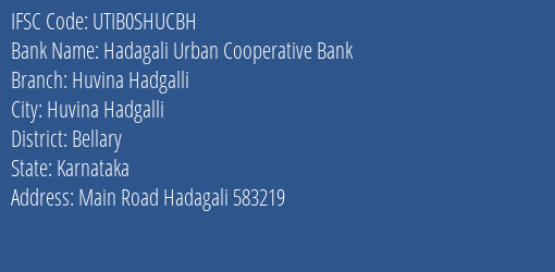 Axis Bank Hadagali Urban Cooperative Bank Branch, Branch Code SHUCBH & IFSC Code UTIB0SHUCBH