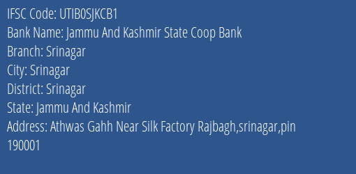 Axis Bank Jammu And Kashmir State Coop Bank Branch, Branch Code SJKCB1 & IFSC Code UTIB0SJKCB1