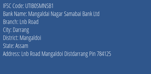 Axis Bank Mangaldai Nagar Samabai Bank Ltd Branch Darrang IFSC Code UTIB0SMNSB1
