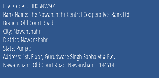 Axis Bank The Nawanshahr Central Cooperative Bank Ltd Branch Nawanshahr IFSC Code UTIB0SNWS01