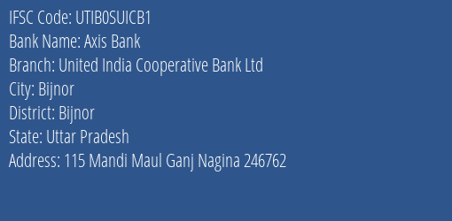 Axis Bank United India Cooperative Bank Ltd Branch IFSC Code