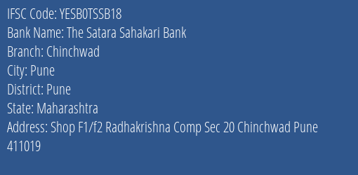 Yes Bank The Satara Sahakari Bank Chnchwad Branch Pune IFSC Code YESB0TSSB18