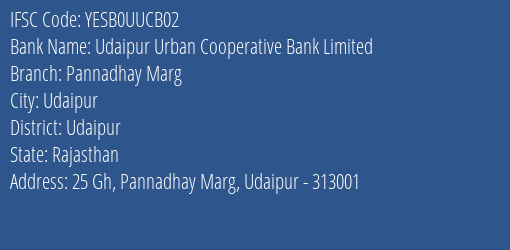 Udaipur Urban Cooperative Bank Limited Pannadhay Marg Branch IFSC Code