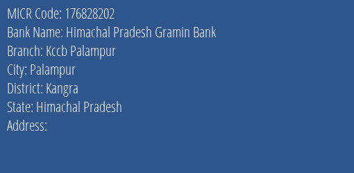 Himachal Pradesh Gramin Bank Kccb Palampur MICR Code