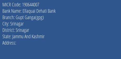 Ellaquai Dehati Bank Gupt Ganga Gpg MICR Code