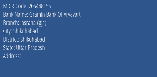 Gramin Bank Of Aryavart Jasrana Gjs MICR Code