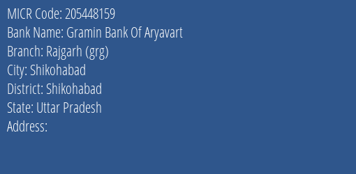 Gramin Bank Of Aryavart Rajgarh Grg MICR Code
