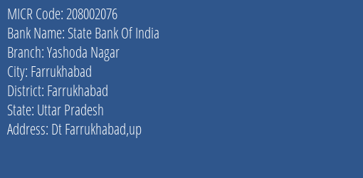 State Bank Of India Yashoda Nagar MICR Code