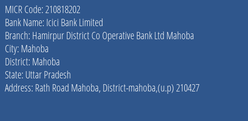 Hamirpur District Co Operative Bank Ltd Rath Road MICR Code