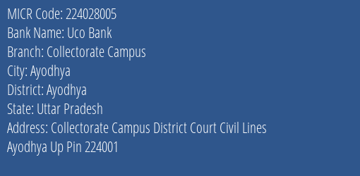 Uco Bank Collectorate Campus MICR Code