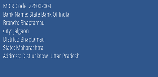 State Bank Of India Bhaptamau MICR Code