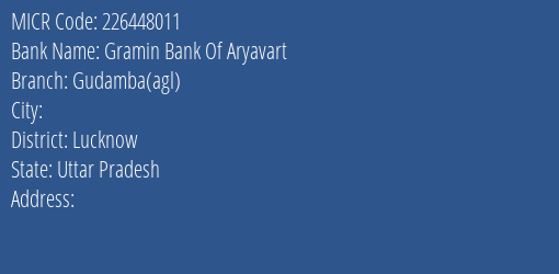 Gramin Bank Of Aryavart Gudamba Agl MICR Code