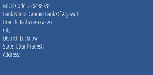 Bank Of India Kathwara Branch Address Details and MICR Code 226448028