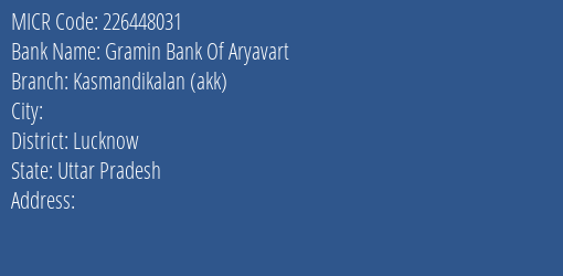 Bank Of India Kasmandi Kalan Branch Address Details and MICR Code 226448031