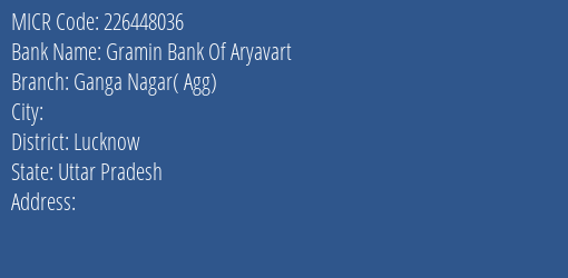 Bank Of India Gangaganj Branch Address Details and MICR Code 226448036