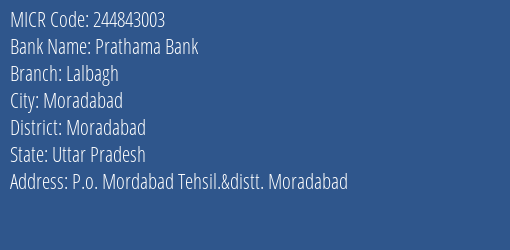 Prathama Bank Lalbagh MICR Code