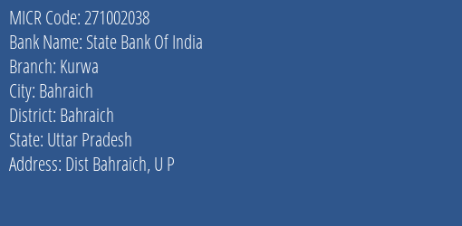 State Bank Of India Kurwa MICR Code