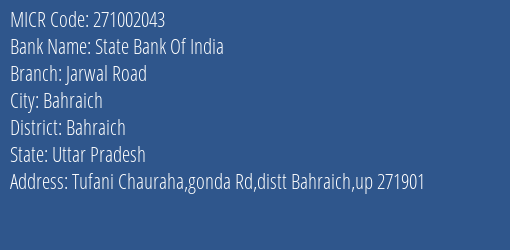 State Bank Of India Jarwal Road MICR Code
