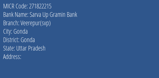 Sarva Up Gramin Bank Veerepur Svp Branch Address Details and MICR Code 271822215