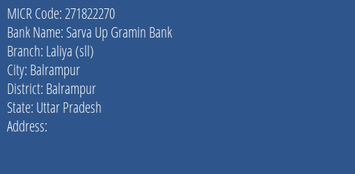 Sarva Up Gramin Bank Laliya (sll) MICR Code