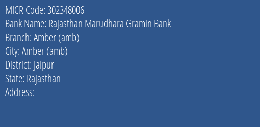Rajasthan Marudhara Gramin Bank Amber Amb MICR Code
