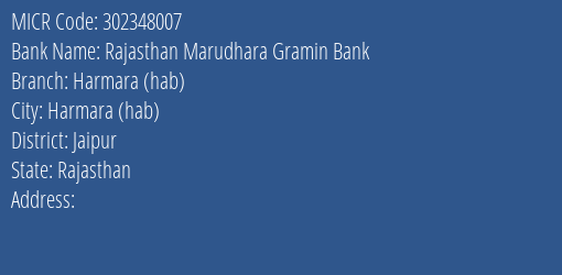 Rajasthan Marudhara Gramin Bank Harmara Hab MICR Code
