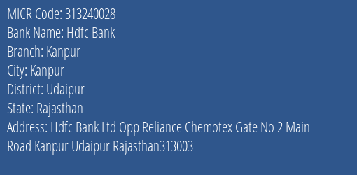 Hdfc Bank Kanpur MICR Code