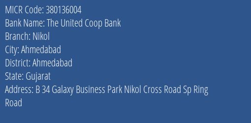 The United Coop Bank Nikol MICR Code