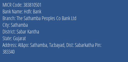 The Sathamba Peoples Co Bank Ltd Sathamba MICR Code