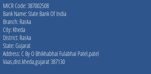 State Bank Of India Raska MICR Code