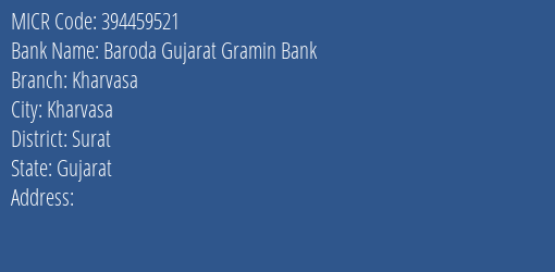 Baroda Gujarat Gramin Bank Kharvasa MICR Code