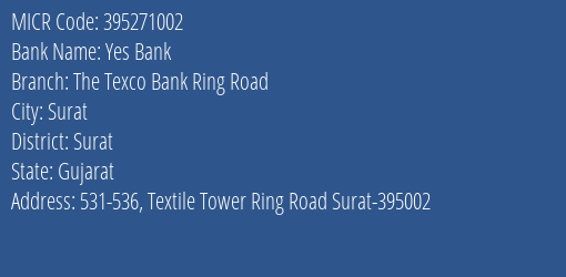 The Texco Bank Ring Road MICR Code