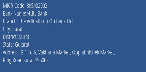The Adinath Co Op Bank Ltd Ring Road MICR Code