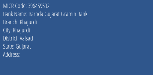 Baroda Gujarat Gramin Bank Khajurdi MICR Code