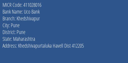 Uco Bank Khedshivapur MICR Code