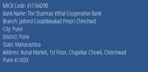 Jaihind Coop Bank Wakad Pimpri Chinchwad MICR Code