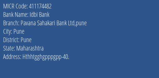 Pavana Sahakari Bank Ltd Alandi MICR Code