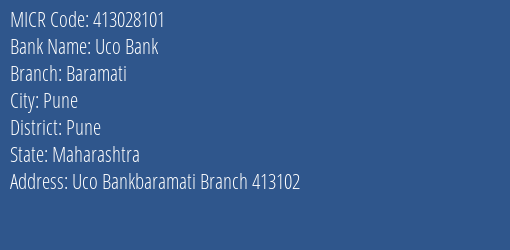 Uco Bank Baramati MICR Code