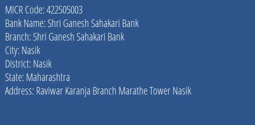 Shri Ganesh Sahakari Bank Shri Ganesh Sahakari Bank MICR Code